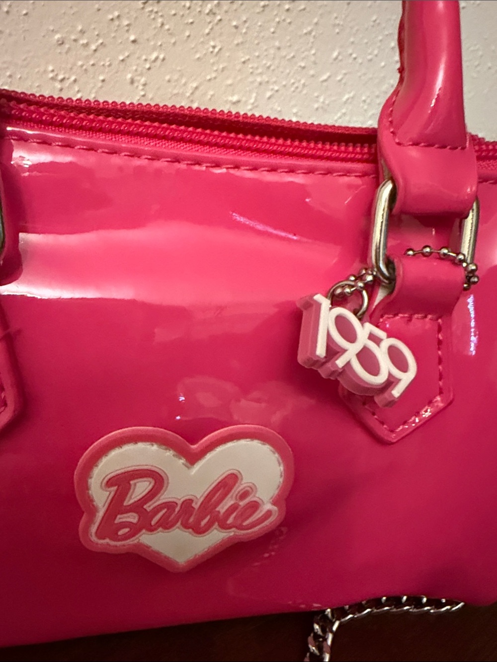 Barbie Hot Pink Patent Mini Handbag with Chain - Picture 2 of 7